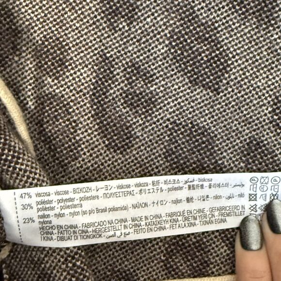 Zara Jacquard Knit Leopard Top Small Animal Print Long Sleeve Sweater Backless - Picture 8 of 9